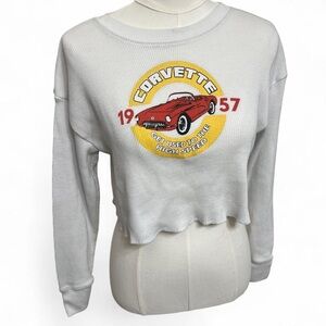 Chevrolet Corvette 1957 red car white waffle long sleeve crop top Daytona race